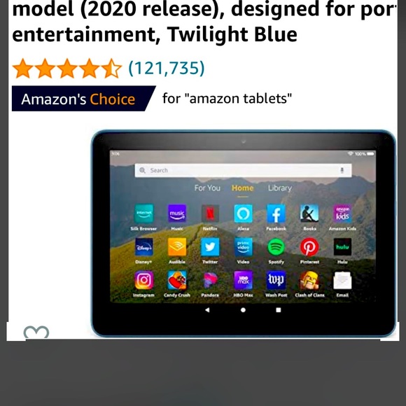 Amazon Fire Other - Amazon HD 8” Kindle. New 2020 Model, 32 GB, portable entertainment, 30% Faster,